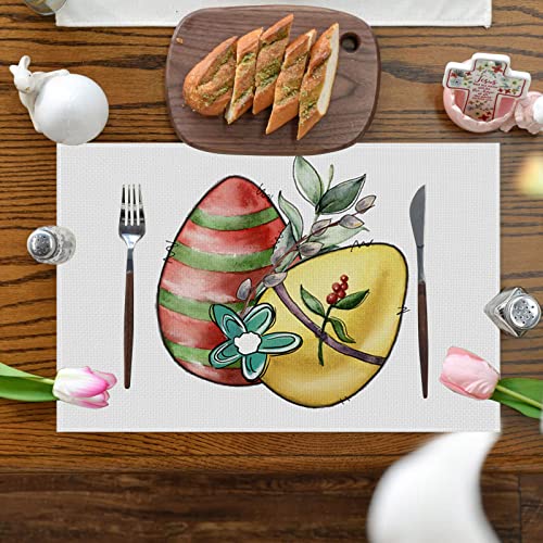 TIMIYUYU Ostern Platzset Platzdeckchen Hasen Ostern Tischsets Tischmatten Frühling Waschbare Tischsets Tischdekoration Osterhasen Platzsets Frohe Ostern Platzdeckchen Tisch Platzsets (AK, One Size) von TIMIYUYU
