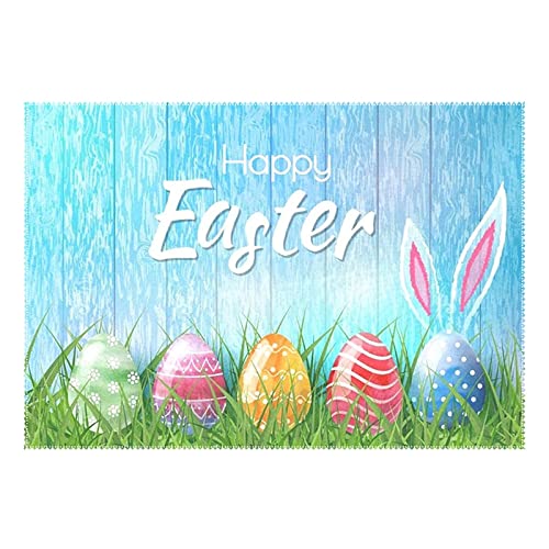 TIMIYUYU Ostern Tischsets Osterdeko Ostern Platzset Platzdeckchen Osterdekoration Ostern Häschen Ostereier Tischmatten Platzdeckchen Platzset Tischset Ostern Tischdeko Tischsets mit (F, 42 x 32 cm) von TIMIYUYU