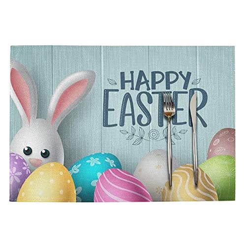 TIMIYUYU Ostern Tischsets Osterdeko Ostern Platzset Platzdeckchen Osterdekoration Ostern Häschen Ostereier Tischmatten Platzdeckchen Platzset Tischset Ostern Tischdeko Tischsets mit (I, 42 x 32 cm) von TIMIYUYU
