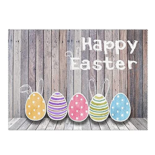 TIMIYUYU Ostern Tischsets Osterdeko Ostern Platzset Platzdeckchen Osterdekoration Ostern Häschen Ostereier Tischmatten Platzdeckchen Platzset Tischset Ostern Tischdeko Tischsets mit (K, 42 x 32 cm) von TIMIYUYU