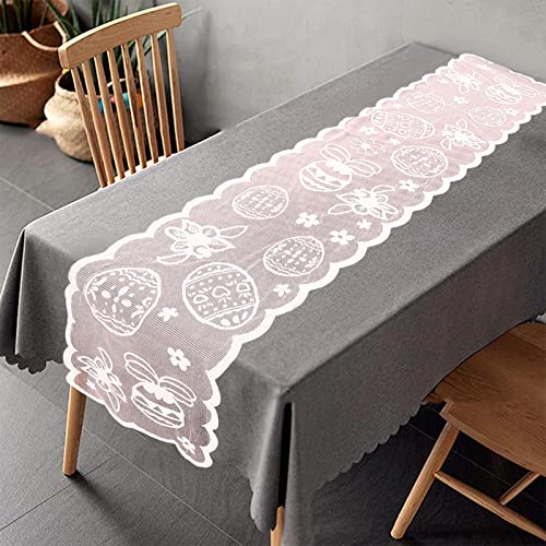 Tischläufer Ostern Tisch Läufer Spitze Ostertischläufer Frühling Tischläufer Osterhase Tischdeko Ostereier Tischband Tischdecke 33x183cm, für Osterndeko Frühlingdeko Party (Pink, 33 x 183 cm) von TIMIYUYU