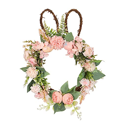 Türkranz Osterkranz Osterdeko Ostern Häschenkranz Haustür Kranz Türkranz mit Ostereier Osterhase Blumen Kränze Girlande Frühling Tür Deko Ostern Kränze Ostertür Dekorationen Ostern (A-Pink, One Size) von TIMIYUYU