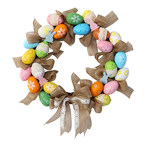 Türkranz Osterkranz Osterdeko Ostern Häschenkranz Haustür Kranz Türkranz mit Ostereier Osterhase Blumen Kränze Girlande Frühling Tür Deko Ostern Kränze Ostertür Dekorationen Ostern (B-Khaki, One Size) von TIMIYUYU