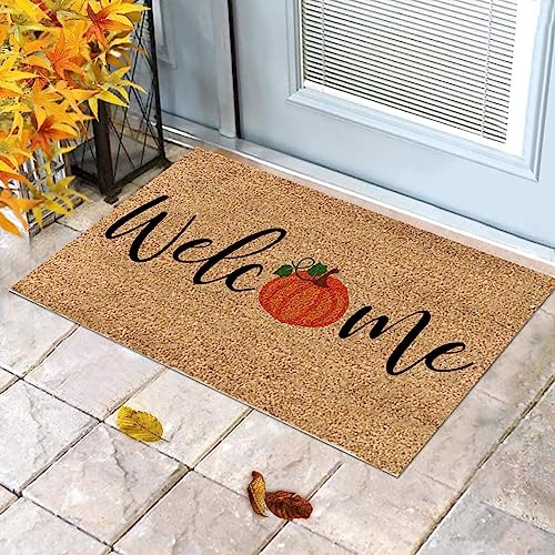 Welcome Fall Fußmatte Dekorative KürbisFußmatte Dekorative Fußmatte Bodenmatte HerbstFußmatten Outdoor Willkommen Türmatte Thanksgiving Teppich Rutschfest Halloween Türmatte Bodenmatte (A-A, 40x60cm) von TIMIYUYU