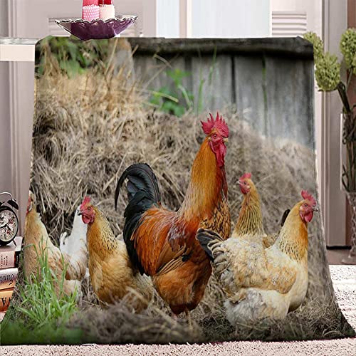 Kuscheldecke Huhn-Hahn-Henne Weiche Flauschige Plüsch Decke, Flanell Fleecedecke TV-Decken/Sofadecke/Wohndecke/Samtdecke 150x200cm von TIMOZERO