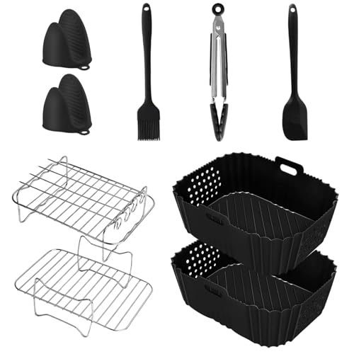 TINA.WIN 13 StüCk Ninja HeißLuftfritteuse ZubehöR,Airfryer Accessories FüR Ninja Foodi Max Af400eu Af300eu Und Andere Doppelzonen/Doppelstapel-Luftfritteusen, Bpa-Freie Silikonform Fritteusen-ZubehöR TINA.WIN 13 StüCk Ninja HeißLuftfritteuse ZubehöR,Airfryer Accessories FüR Ninja Foodi Max Af400eu Af300eu Und Andere Doppelzonen/Doppelstapel-Luftfritteusen, Bpa-Freie Silikonform Fritteusen-ZubehöR von TINA.WIN