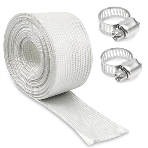 Tina.Win Abgasschlauch 35mm FüR Stromerzeuger Mit 2 Clips Fiberglass Sleeving，Fiberglass Sleeving Abgasrohr FüR Notstromaggregat, Lufterhitzer, Standheizung, Air-Klimaanlage（2m） von TINA.WIN
