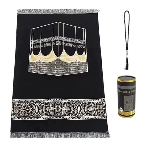 Muslimischer Pilgerteppich mit Gebetsperlen Weiche Gebetsdecke mit schöner Geschenkbox Islamisches Gebetsmatte faltbar Gebetsteppich Muslimische Geschenk Sets, islamischen Ramadan Eid Geschenk von TINAYAUE