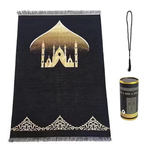 Muslimischer Pilgerteppich mit Gebetsperlen Weiche Gebetsdecke mit schöner Geschenkbox Islamisches Gebetsmatte faltbar Gebetsteppich Muslimische Geschenk Sets, islamischen Ramadan Eid Geschenk von TINAYAUE