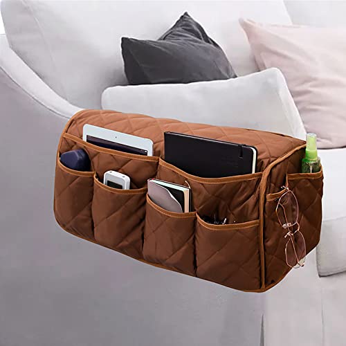 Sofa Armlehne Organizer Wasserdicht Armlehne Aufbewahrungstasche Anti-Rutsch Couch Nachttisch Sessel Caddy Liege Armschutz Abdeckung mit 14 Taschen für Fernbedienung, Magazin, Telefon, Tisch-Organizer von TINAYAUE