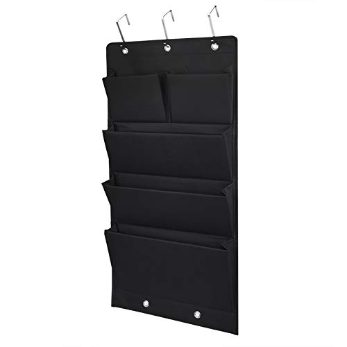 TINAYAUE Hängende Aufbewahrungstasche mit 5 Großen Taschen Datei-Organizer-Tasche multifunktionales Lagerregal Speicherorganisator für Tür, Schlafzimmer, Bett, Büro, Arbeitszimmer, Klassenzimmer von TINAYAUE