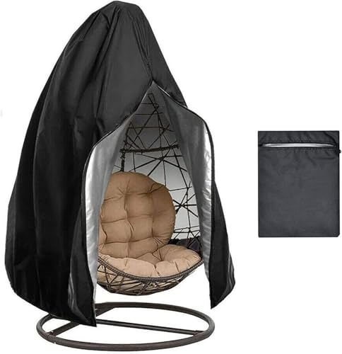 TINBOSE Hängesessel-Abdeckung for Den Außenbereich Mit Reißverschluss, Strapazierfähige 210D-Hängesessel-Abdeckung for Eierschaukeln, Wasserdicht, Winddicht, 200 X 231 cm(Black,231x200cm) von TINBOSE
