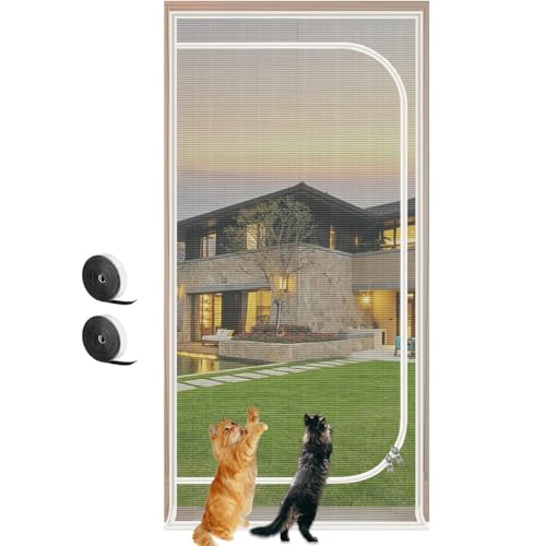 TINBOSE Mit Reißverschluss Haustiere Bildschirm Tür,100 X 220 cm,Verstärkte Gittertür,Katzennetz for Balkon,Türstopper, Katzen, Hunde, Blätter, Wohnzimmer, Schlafzimmer, Küche(100x210cm) von TINBOSE