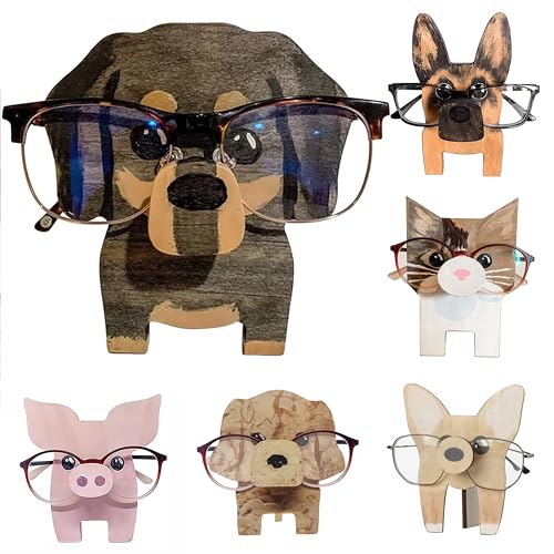 TINDIN Brillenhalter aus Holz, Lustige Brillenhalter, Tierform Brillenhalter Sonnenbrille Gläser Aufbewahrung Display Rack, Schreibtisch Dekoration, Geschenk Schreibtisch Büro Dekor, F von TINDIN