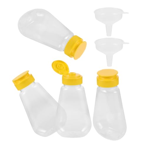 TINEASUR 1 Satz Quetschflaschen für Honig und Saucen Auslaufsichere Behälter für Ketchup Senf Salatdressing und Trichter von TINEASUR