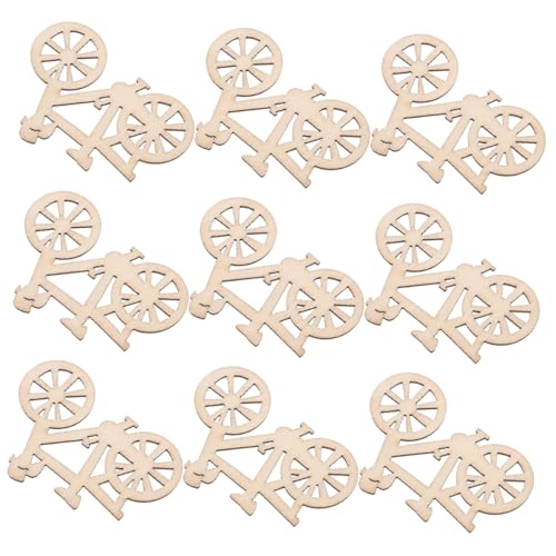 TINEASUR 10 Stück Teiliges Holzscheiben Fahrradmotive aus Naturholz Unlackierte DIY Holzverzierung Robuste Bastelchips für Malerei und Heimdekoration von TINEASUR