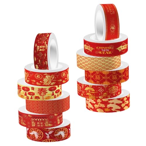 TINEASUR 12 Rollen Teiliges Washi Tape mit Chinesischen Elementen Bunte Glitzernde DIY Klebebänder für Scrapbooking Tagebuchgestaltung Fotoalben und Kreative Bastelprojekte Leicht von TINEASUR