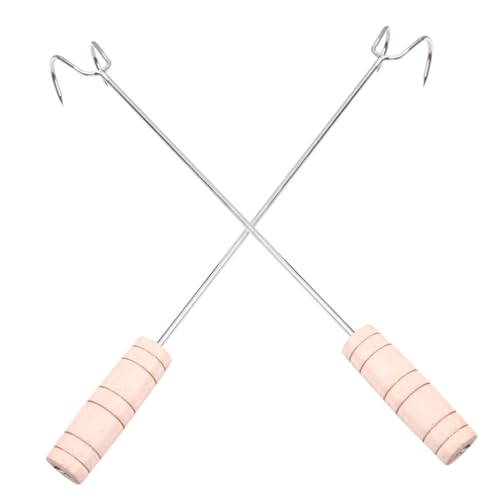 TINEASUR 2 Stück Edelstahl Fleischhaken Lange Grillspieße zum Wenden von Steaks und Fleisch Rostfrei Robust für Grill Räucherofen und Praktische Einhängehaken für Bbq und Küchengebrauch von TINEASUR