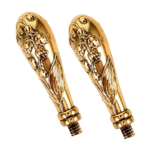 TINEASUR 2 Stück Teiliges DIY Ergonomischer Metallgriff mit Graviertem Blumenmuster Ersatzgriff für Einladungskarten Wachssiegel Werkzeug Zubehör von TINEASUR