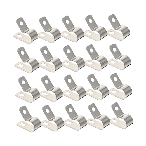 TINEASUR 20 Stück Teiliges R-förmige Kabelklammern aus Edelstahl Leichte Kabelhalter für Einfaches Kabelmanagement Kompakte Befestigungsklemmen zur Ordentlichen Kabelführung im Büro und von TINEASUR