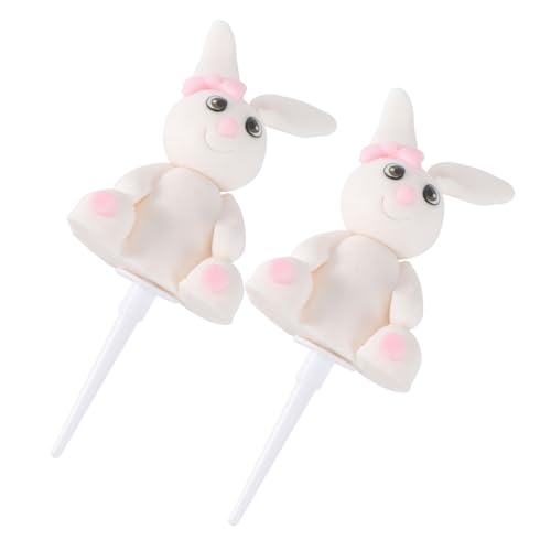 TINEASUR 2St Häschen-Kuchendekoration Hase Tortenaufsatz Dekorationszubehör für Lebensmittel Birthday Cake Decoration Birthday Cake Topper hochzeitsdeko Cupcake-Topper Kuchenpicks Ornamente von TINEASUR
