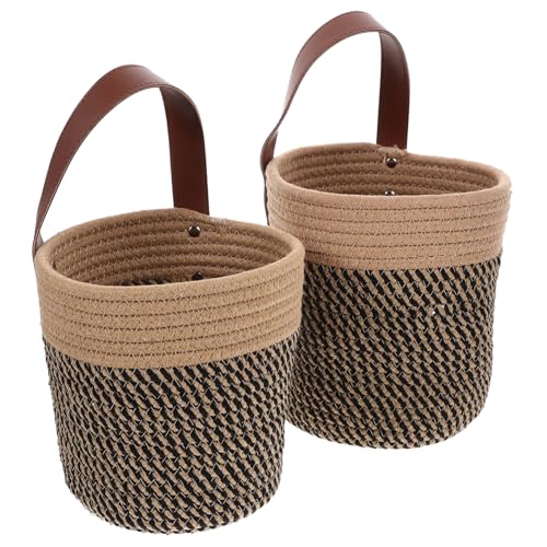 TINEASUR 2er Set Wandhängender Pflanzkorb Aus Geflochtenem Material Dekorativer Blumentopf Für Innen Und Außen Hängender Blumenkorb Für Wand Und Deckenmontage Handgefertigter von TINEASUR