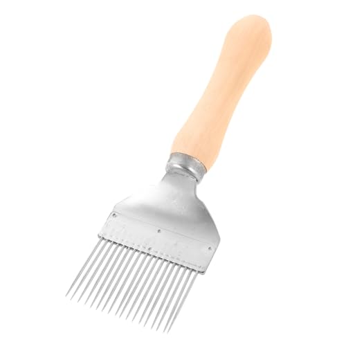 TINEASUR Edelstahl Imker Entdeckelungsgabel mit Geraden Nadeln Holzgriff Bienenzucht Werkzeug für Honigernte Einfach zu Bedienen und Leicht zu Reinigen Multifunktional für Bienenwachs und von TINEASUR