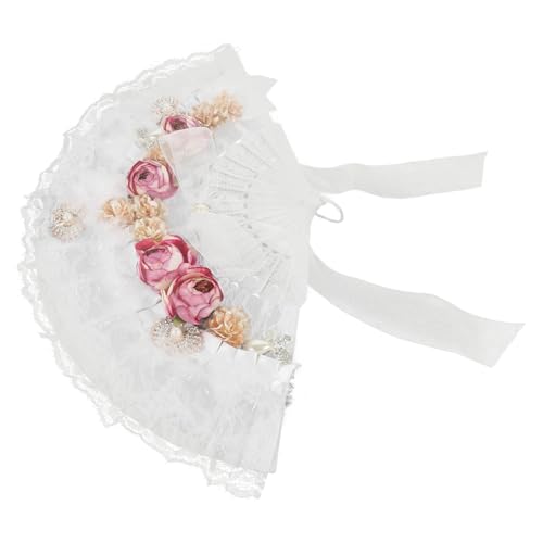 TINEASUR Faltbarer Spitzen-hochzeitsfächer mit Blumenmotiv Leichter Handfächer für Braut und Gäste Dekoratives Accessoire für Hochzeit Party und Fotorequisiten Handlich und Platzsparend von TINEASUR