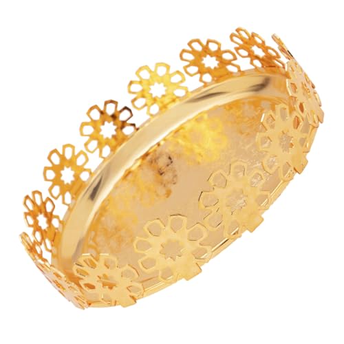TINEASUR Goldfarbenes Metall Obsttablett mit filigranem Blumenmuster Multifunktionales Serviertablett für Snacks Desserts und Schmuck Langlebige Aufbewahrungsschale für Süßigkeiten und von TINEASUR