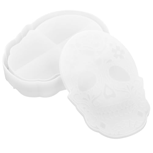 TINEASUR Halloween Skull Schmuckbox Silikonform DIY Gießform Schädel Aufbewahrungsbox Halloween Bastelset Leicht Kompakt Robust für Handwerksliebhaber von TINEASUR