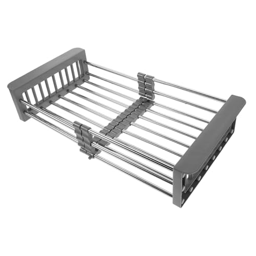 TINEASUR Küchen-spülbecken Organizer aus Edelstahl Erweiterbares Abtropfgestell mit Selbstentwässerndem Design mit Bürsten Geschirrtuchhalter für Spüle und Arbeitsplatte Langlebig und von TINEASUR