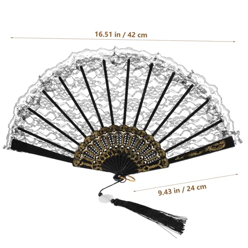 TINEASUR Vintage Spitzen Handfächer mit Quaste Eleganter Faltbarer Handfächer für Sommer Leicht und Tragbar für Chinesische Kultur Fans und Wanddekoration TINEASUR Vintage Spitzen Handfächer mit Quaste Eleganter Faltbarer Handfächer für Sommer Leicht und Tragbar für Chinesische Kultur Fans und Wanddekoration von TINEASUR