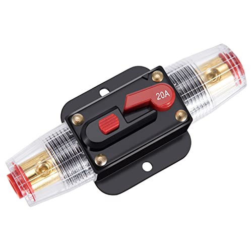 Auto Leistungsschalter 12V-24V DC Manuellen Reset Schalter Kfz Audio Schutzschalter 20 A Automatiksicherungshalter für Car Solar Inverter Systemschutz von TINGJS