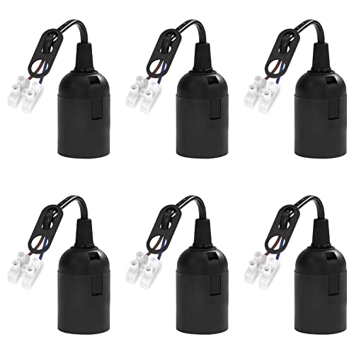 E27 Fassung E27 Ersatzfassung Sockel Lampenfassung mit Kabel Renovierfassung Baustellenfassung 4A 250V max. 60 Watt 6 Stück von TINGJS