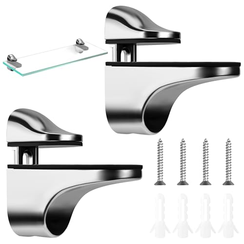 Glasregal Wandregal Halterung Verstellbare Glasregalhalterung Zinklegierung Glasbodenträger für Regalböden mit einer Glasstärke von 3-21 mm von TINGJS