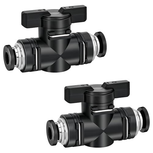 TINGJS Pneumatik Steckverbinder Gerade 12 mm Pneumatischer Kugelhahn mit Absperrhahn für Schnellen Anschluss von Luftleitungen 2 Stück von TINGJS