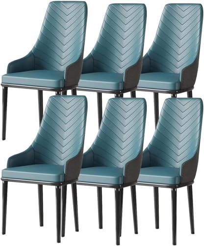 TINGMIAN 6er-Set Küchen-Esszimmerstühle PU-Leder,Moderner Gepolsterter Weicher Sitz Mit Hoher Rückenlehne, Stabile Metallbeine Aus Karbonstahl for Büro, Lounge, Esszimmer Küche Schlafzimmer(Blue) von TINGMIAN