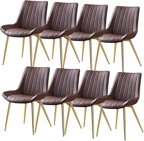 TINGMIAN 8er-Set Küchen Esszimmerstühle Pu-Leder mit Weich Gepolsterter Sitzfläche Und Metallbeinen Moderne Wohnzimmer-Seitenstühle for Büro, Lounge, Esszimmer, Küche(Brown) von TINGMIAN
