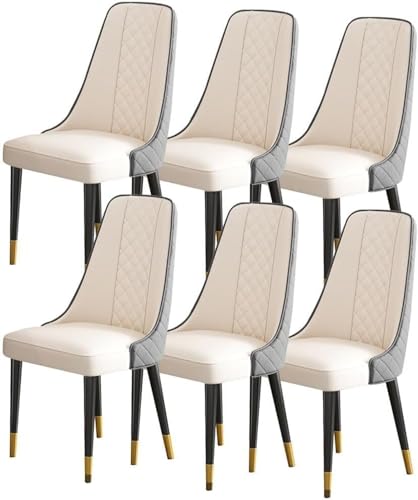 TINGMIAN Beistellstühle Wohnzimmer 6er-Set Küchen Esszimmerstuhl Moderner Weich Gepolsterter Sitz Nappaleder mit Hoher Rückenlehne, Stabile Metallbeine for Büro, Lounge, Esszimmer, Küche(Deep Gray+bei TINGMIAN Beistellstühle Wohnzimmer 6er-Set Küchen Esszimmerstuhl Moderner Weich Gepolsterter Sitz Nappaleder mit Hoher Rückenlehne, Stabile Metallbeine for Büro, Lounge, Esszimmer, Küche(Deep Gray+bei von TINGMIAN