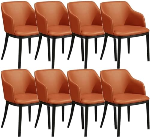 TINGMIAN Esszimmer Küchensessel-Set mit 8 Stück,Wohnzimmerstühle Mattiertem Leder Metallbeine Eisen Loungesessel Theke Freizeitstuhl for Büro Lounge Esszimmer Küche Schlafzimmer(Orange) von TINGMIAN