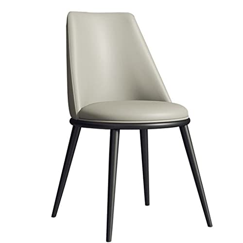 TINGMIAN Esszimmerstühle, Küchenstühle für Wohnzimmer, modern, gepolstert, Akzentstühle mit weichem PU-Leder und Metallbeinen (Hellgrau, schwarze Füße) von TINGMIAN