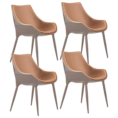 TINGMIAN Esszimmerstühle 4er-Set,Moderne Küchen-Wohnzimmer-Stühle,Leder Mit Hoher Rückenlehne, Gepolsterte Weiche Sitzakzent-Stühle，Konische Stahlfüße Einfach Zu Montieren(C) von TINGMIAN