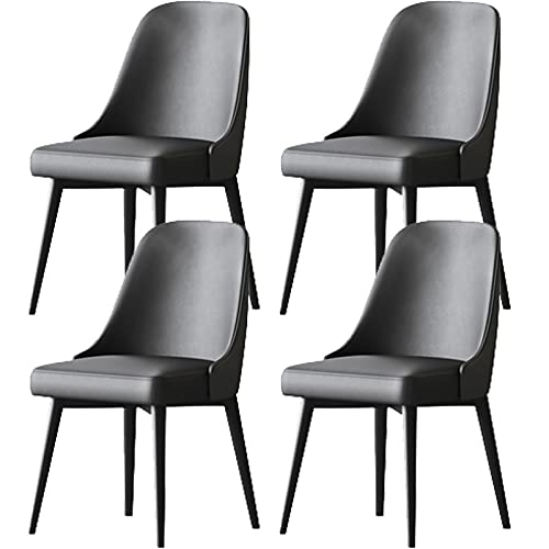 TINGMIAN Esszimmerstühle 4er-Set Küchenstühle Mit PU-Leder-Kissen-Rückenlehne Moderne Mid-Century-Wohnzimmerstühle Mit Metallbeinen(Pure Gray) von TINGMIAN