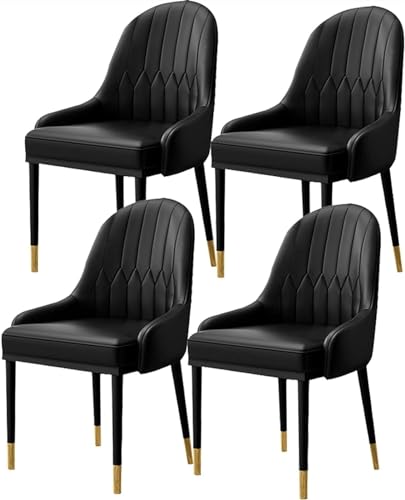 TINGMIAN Esszimmerstühle 4er-Set Moderne Küchen- Und Wohnzimmerstühle PU-Leder Hohe Rückenlehne Weicher Sitz Beistellstuhl Mit Metallbeinen, Wasserdicht(A1) von TINGMIAN