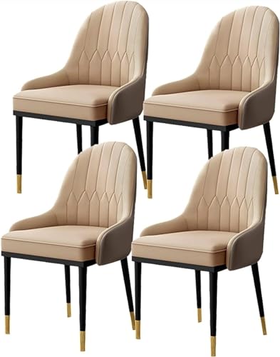 TINGMIAN Esszimmerstühle 4er-Set Moderne Küchen- Und Wohnzimmerstühle PU-Leder Hohe Rückenlehne Weicher Sitz Beistellstuhl Mit Metallbeinen, Wasserdicht(A10) von TINGMIAN