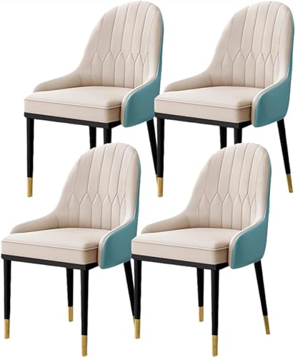TINGMIAN Esszimmerstühle 4er-Set Moderne Küchen- Und Wohnzimmerstühle PU-Leder Hohe Rückenlehne Weicher Sitz Beistellstuhl Mit Metallbeinen, Wasserdicht(A11) von TINGMIAN
