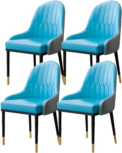 TINGMIAN Esszimmerstühle 4er-Set Moderne Küchen- Und Wohnzimmerstühle PU-Leder Hohe Rückenlehne Weicher Sitz Beistellstuhl Mit Metallbeinen, Wasserdicht(A12) von TINGMIAN