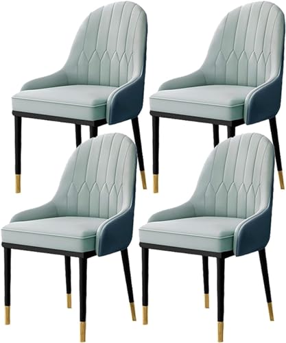 TINGMIAN Esszimmerstühle 4er-Set Moderne Küchen- Und Wohnzimmerstühle PU-Leder Hohe Rückenlehne Weicher Sitz Beistellstuhl Mit Metallbeinen, Wasserdicht(A2) von TINGMIAN