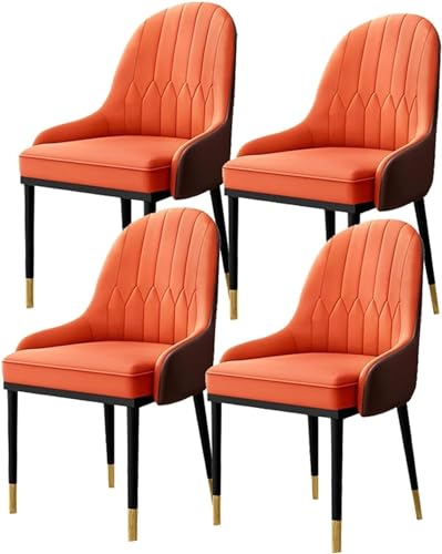 TINGMIAN Esszimmerstühle 4er-Set Moderne Küchen- Und Wohnzimmerstühle PU-Leder Hohe Rückenlehne Weicher Sitz Beistellstuhl Mit Metallbeinen, Wasserdicht(A3) von TINGMIAN