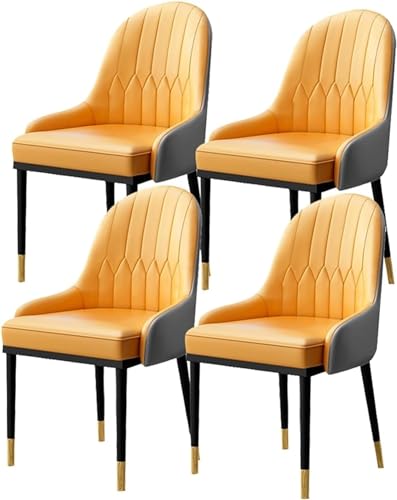 TINGMIAN Esszimmerstühle 4er-Set Moderne Küchen- Und Wohnzimmerstühle PU-Leder Hohe Rückenlehne Weicher Sitz Beistellstuhl Mit Metallbeinen, Wasserdicht(A6) von TINGMIAN